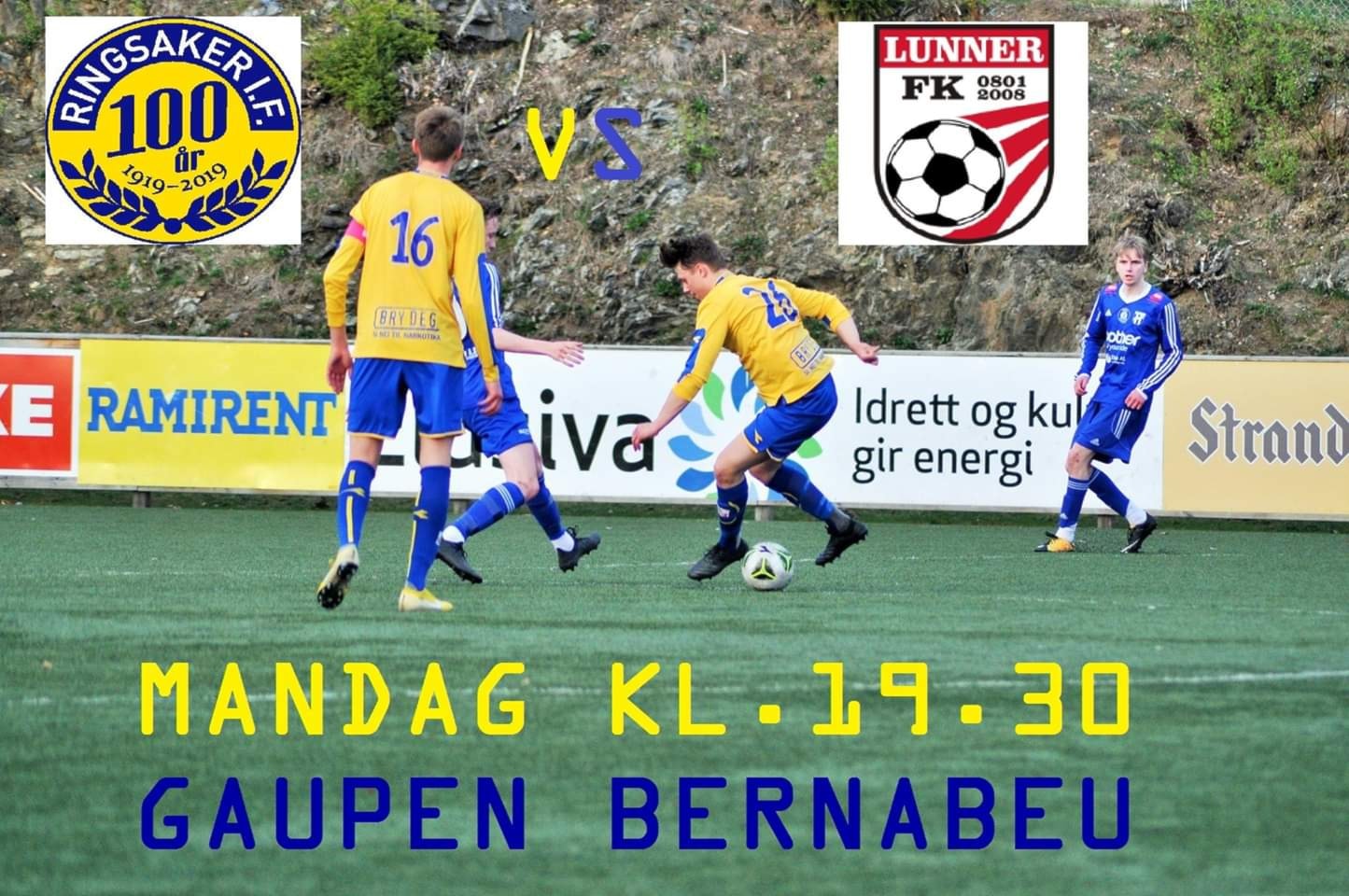 Ringsaker 2 får besøk av Lunner FK mandag kl 19.30.